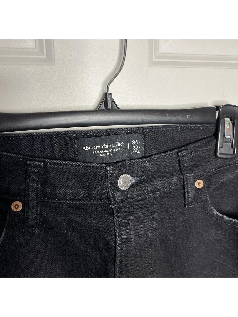Abercrombie & Fitch A&F 34Wx32L Vintage Stretch 90s Slim Black Jeans Mid Rise
